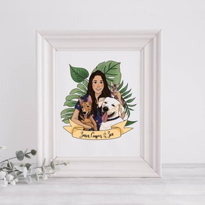 Personalised Family Portrait Print, Custom Family Illustration, Family and Pet Portrait, Couple Portrait, Giclée Print, Ready to Frame