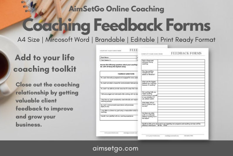 Coaching Feedback Form Feedback Template for Coaching Etsy UK