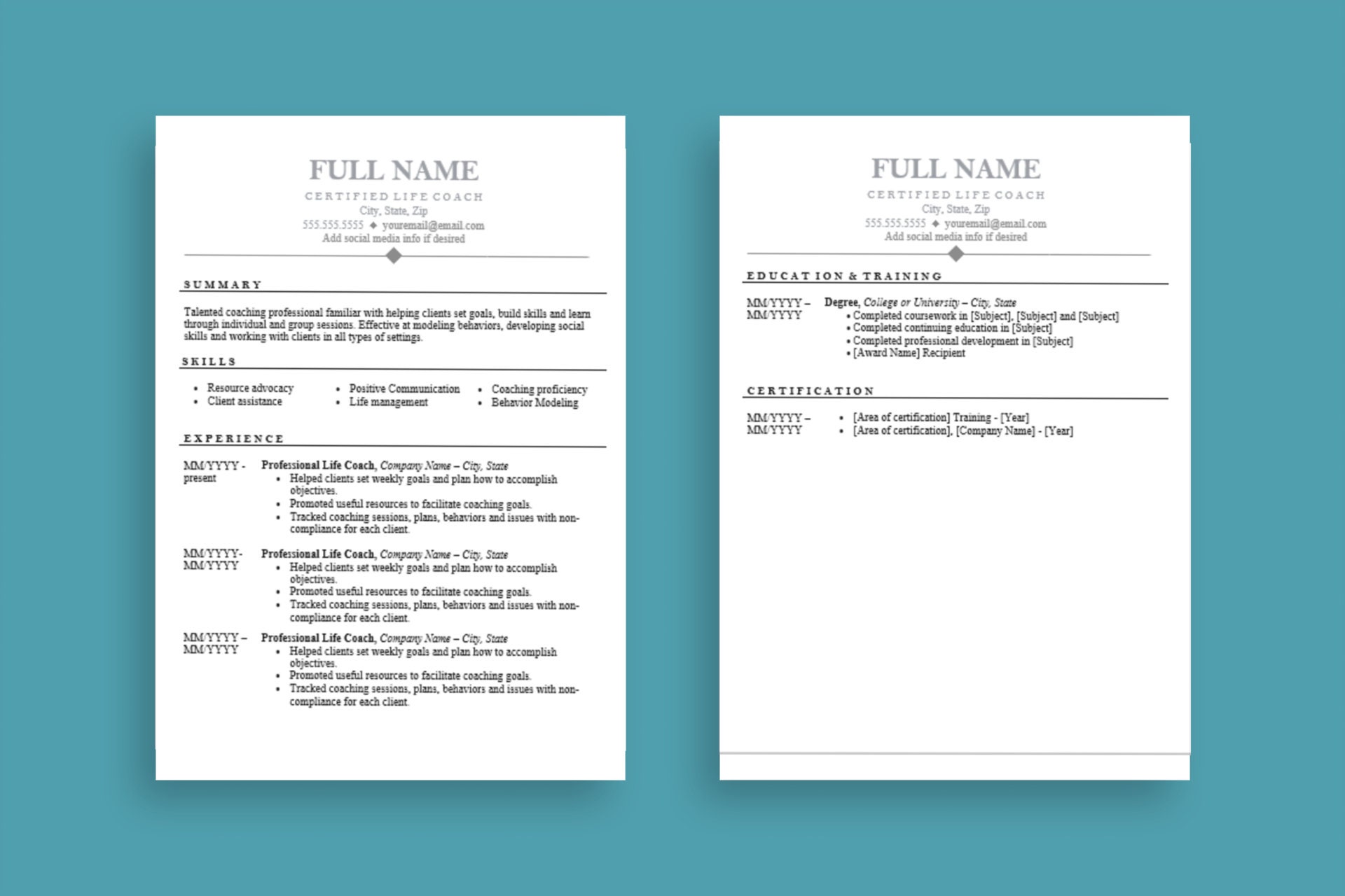 Life Coach Resume and Life Coach Cover Letter Resume For Life Coach Resume and Life Coach Cover Letter Resume For