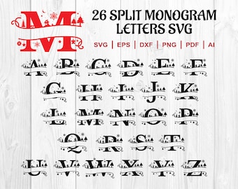 Christmas Split Monogram SVG, Christmas Font SVG, Christmas svg, font svg, Christmas letters SVG, Christmas svg shirt,Silhouette,svg,png,dxf