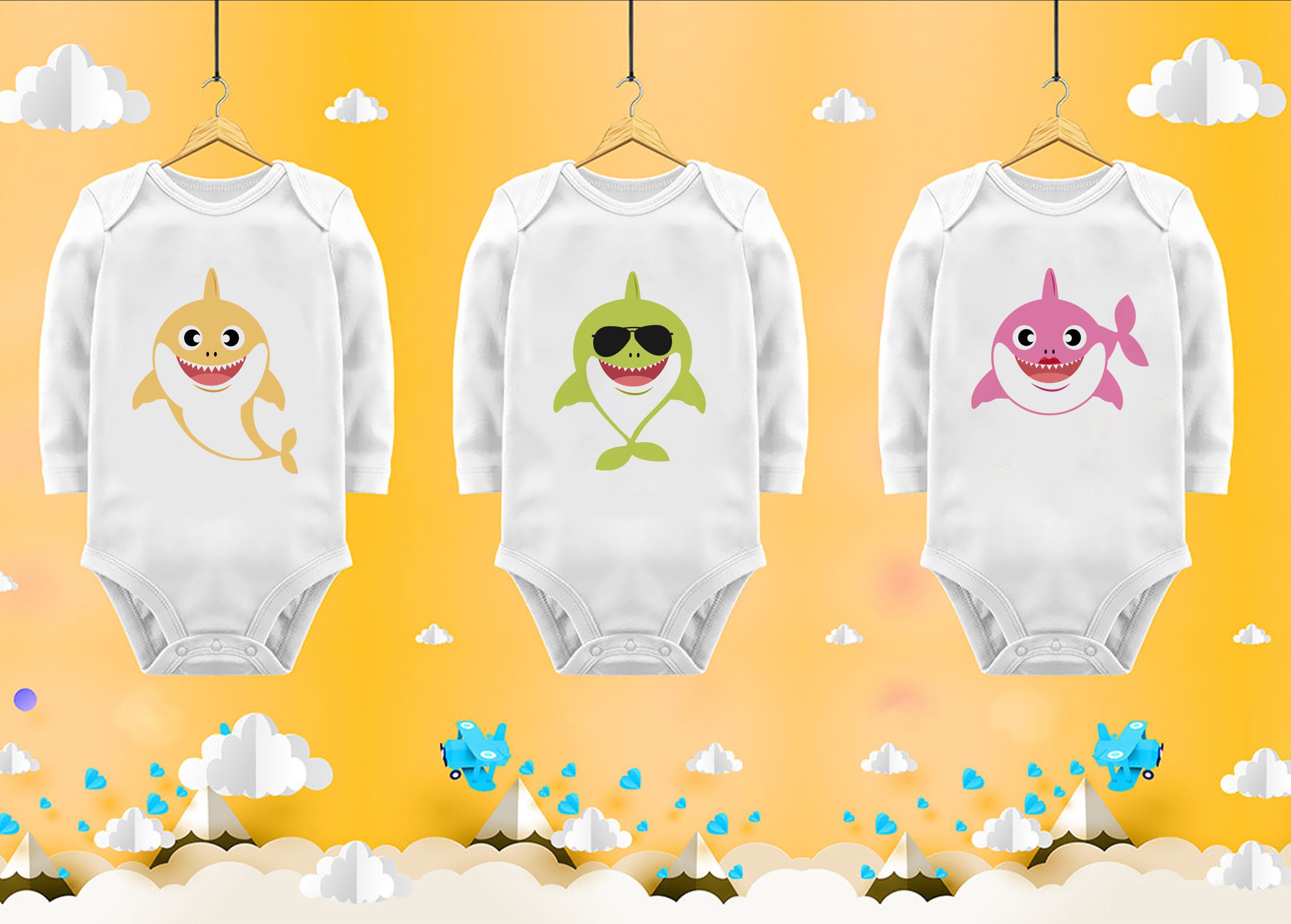 Baby shark family svg bundle Shark family SVG layered ...