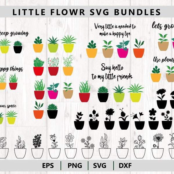 Plants Svg Bundle,Small Plant SVG,Plant svg,Little plant svg,pot plant svg,Succulent Svg plant, Succulent Clipart,Gardening Planner Stickers