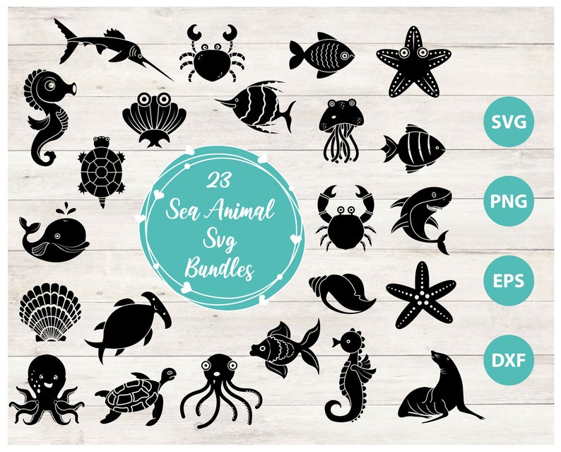 Download Clip Art Sea Animal Svg Sea Creature Svg Sea Animal Sea Life Svg Cutting Files Sea Animal Bundles Silhouette Ocean Animals Underwater Animal Art Collectibles