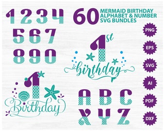 Mermaid Alphabet Svg Bundle, Birthday Mermaid SVG Bundle, Mermaid Birthday Number 1-9 svg, Mermaid Birthday Girl SVG, 1-12 svg, dfx, eps,png