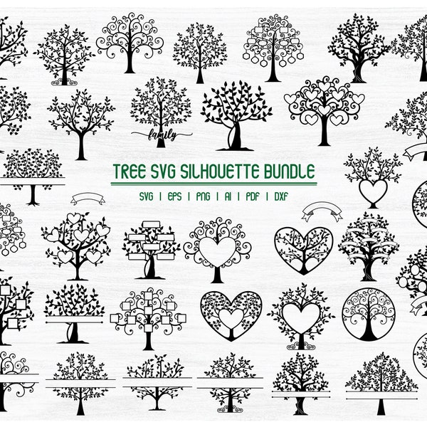 Tree svg bundle, tree of Life SVG , tree svg, family tree svg, tree split monogram, tree heart monogram, tree frame svg, cricut, silhouette.