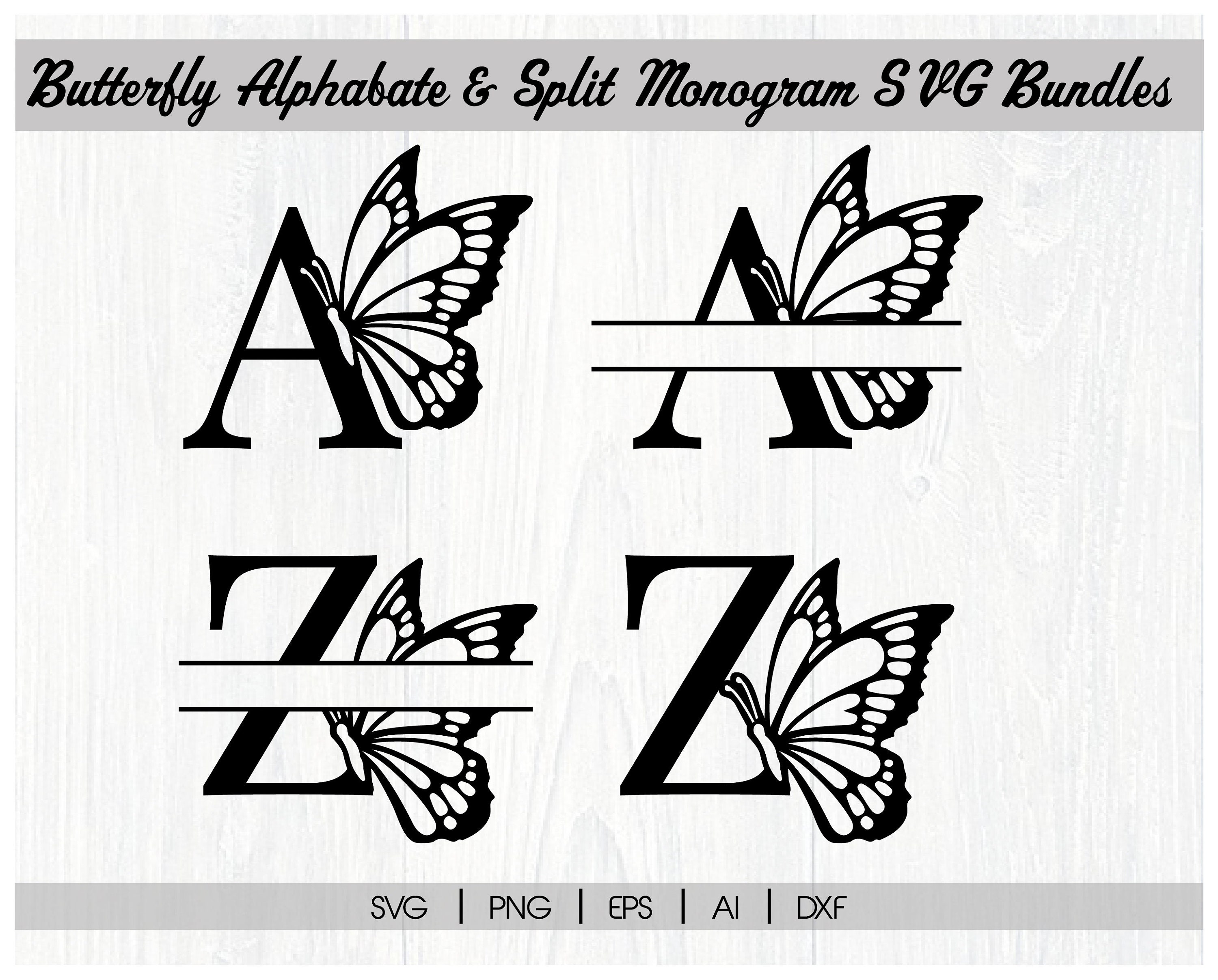 Butterfly Split Monogram svgButterfly Alphabet Monogram SVG | Etsy