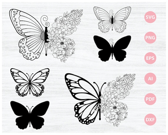 Butterfly Svg Butterfly flower svg Floral butterfly svg | Etsy