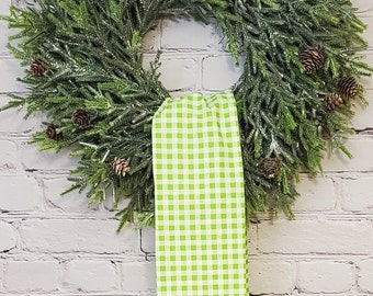 LIME GREEN GIMGHAM, wreath sash, Wreath Sash, Wreath Sash, Door Hanger, Blanks for Embroidery, Home Decor, Easter, Holiday, gender reveal