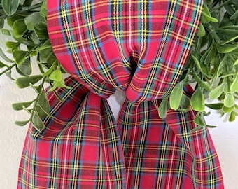 Faixa para guirlanda de Natal, xadrez vermelho pequeno, faixa em branco para guirlanda, em branco para bordado.