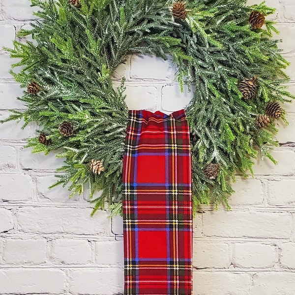 RED TARTAN wreath sash, Wreath Sash, Wreath Sash, Door Hanger, Blanks for Embroidery, Home Decor, Christmas, Holiday, Christmas Decorations