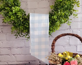 Blue Buffalo Check Wreath Sash: Handmade Cotton Door Hanger