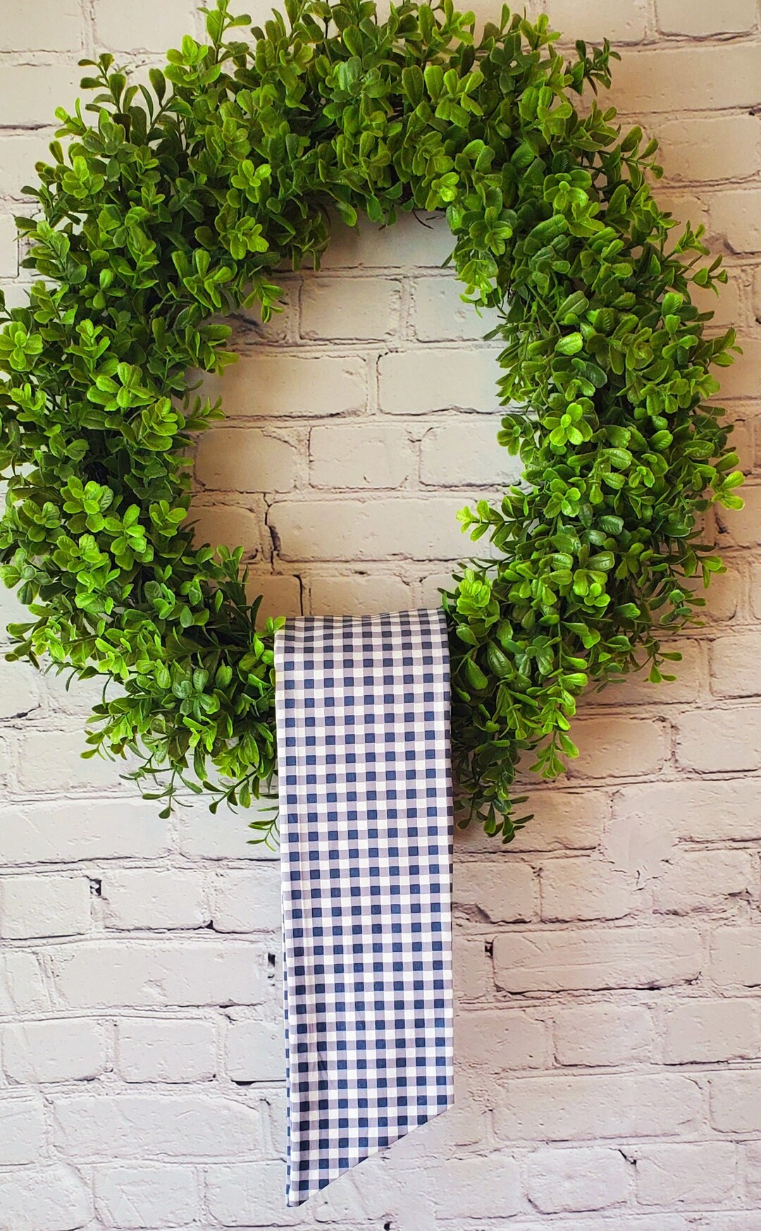 NAVY GINGHAM Wreath Sash, Wreath Sash, Door Hanger, Blanks for