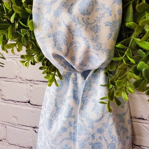 WREATH SASH, Light blue toile scroll, Blue on white chinoiserie inspired, blue toile, summer decor, wedding decor, front door decor
