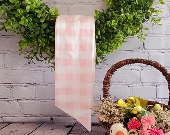 Pink Buffalo Check Wreath Sash: Handmade Cotton Door Hanger