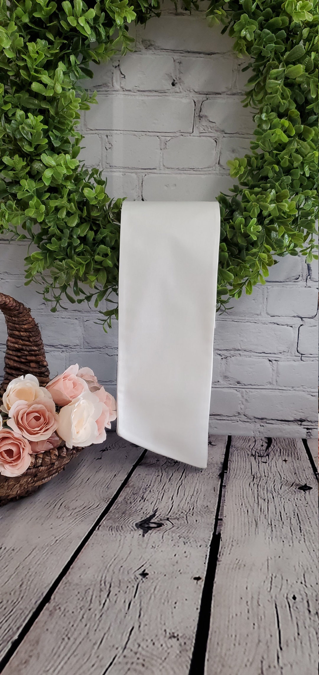 WHITE SOLID Wreath Sash, Wreath Sash, Door Hanger, Blanks for