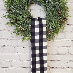 Black Buffalo Check Wreath Sash - Handmade Cotton Holiday Decor