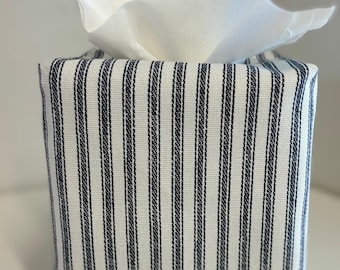 Marineblauwe streep, BLANCO TISSUE COVER, blanco borduursel