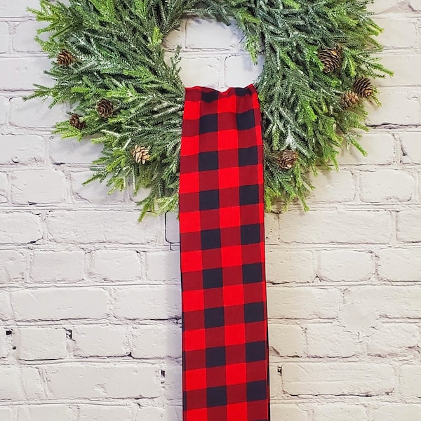 CUSTOM MONOGRAM LIGHT PINK BUFFALO CHECK WREATH SASH