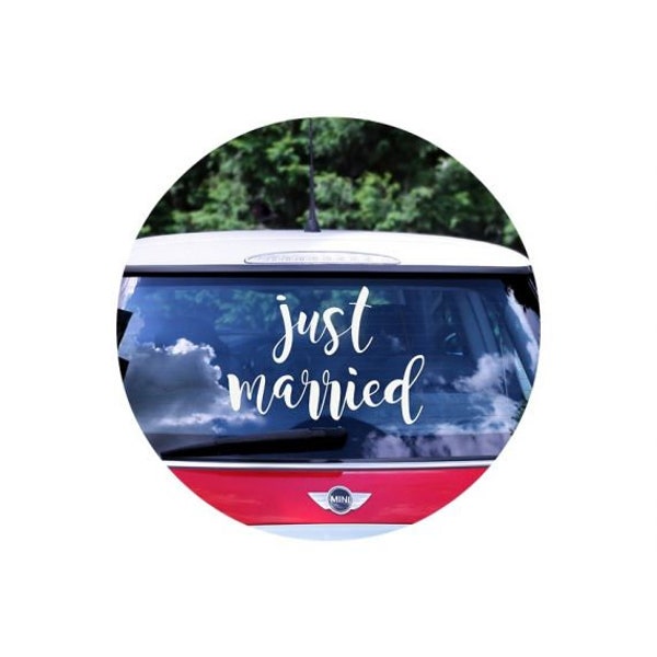 Autocollant Voiture 'Just Married' - Taille Et Couleur Au Choix, Neuf