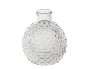 Vase boule en verre cannelé