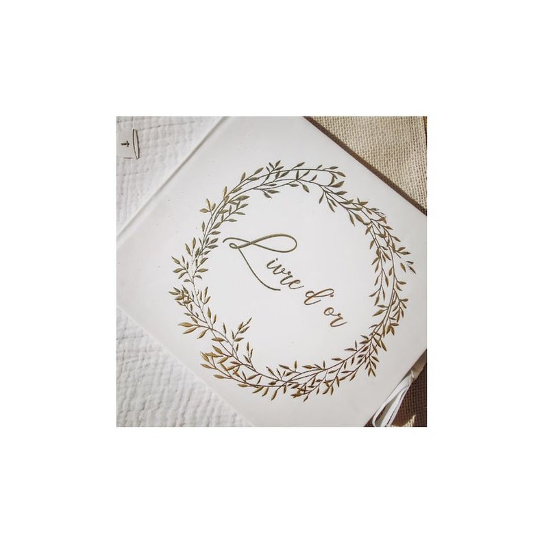 Livre d'or blanc avec couronne végétale or image 9