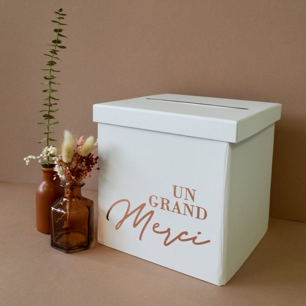 Urne blanche et rose gold Un grand Merci