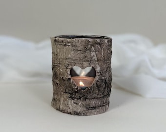 Heart cut wooden tealight holder