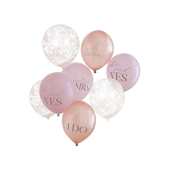 EVJF Konfetti und pastellfarbene Luftballons x8