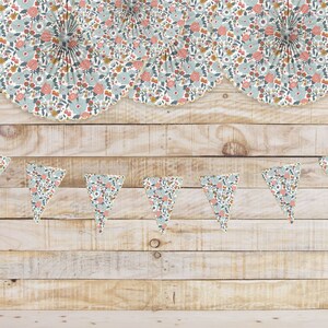 Rosette Liberty con fiori blu, terracotta e oro x3