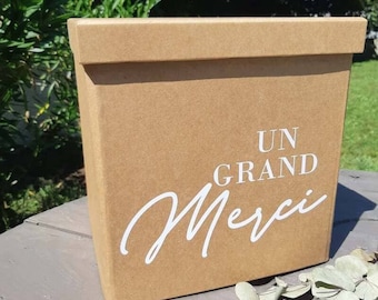 Urne kraft "un grand merci" blanc