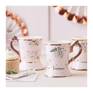 Gobelets tasses motif végétal x8