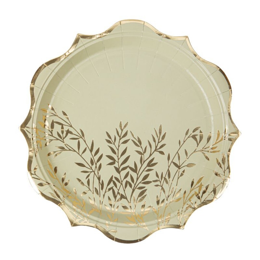 Sage Green and Gold Plates Jolis Brins X8 MODERN CONFETTI Etsy