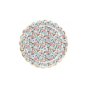 Piatti Liberty con fiori blu, terracotta e oro x8