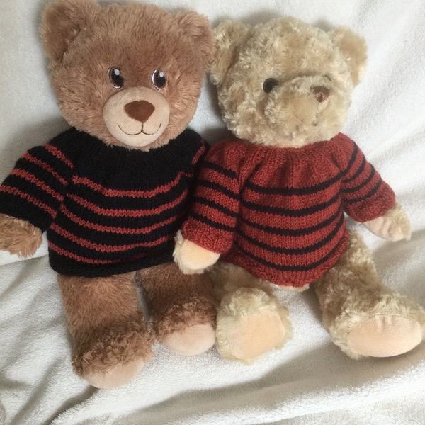 Striped sweater for a 14 inch bear