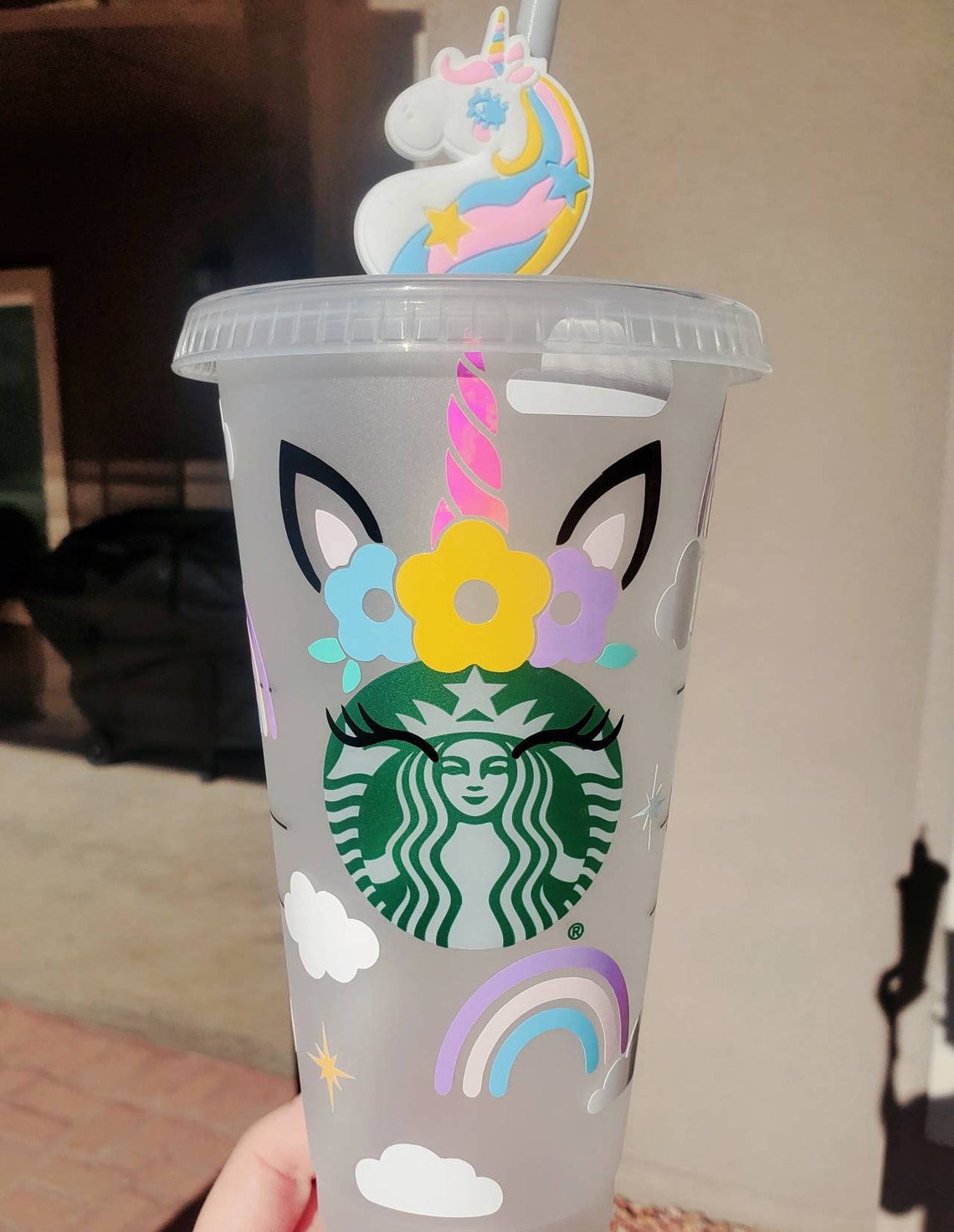 Unicorn Starbucks Cup Rainbow Cold Cup Unicorns and Rainbows Etsy