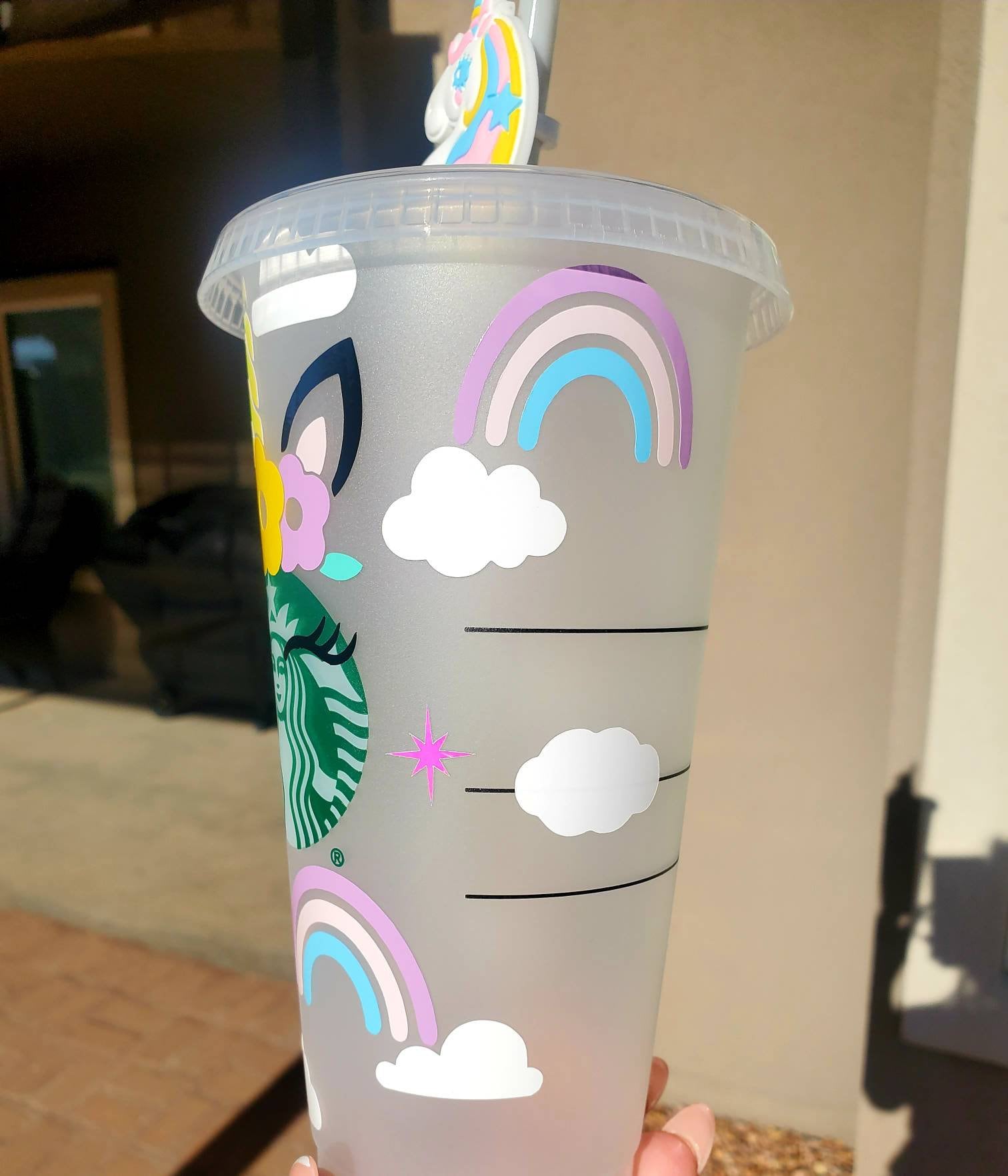 Unicorn Starbucks Cup Rainbow Cold Cup Unicorns and Rainbows Etsy
