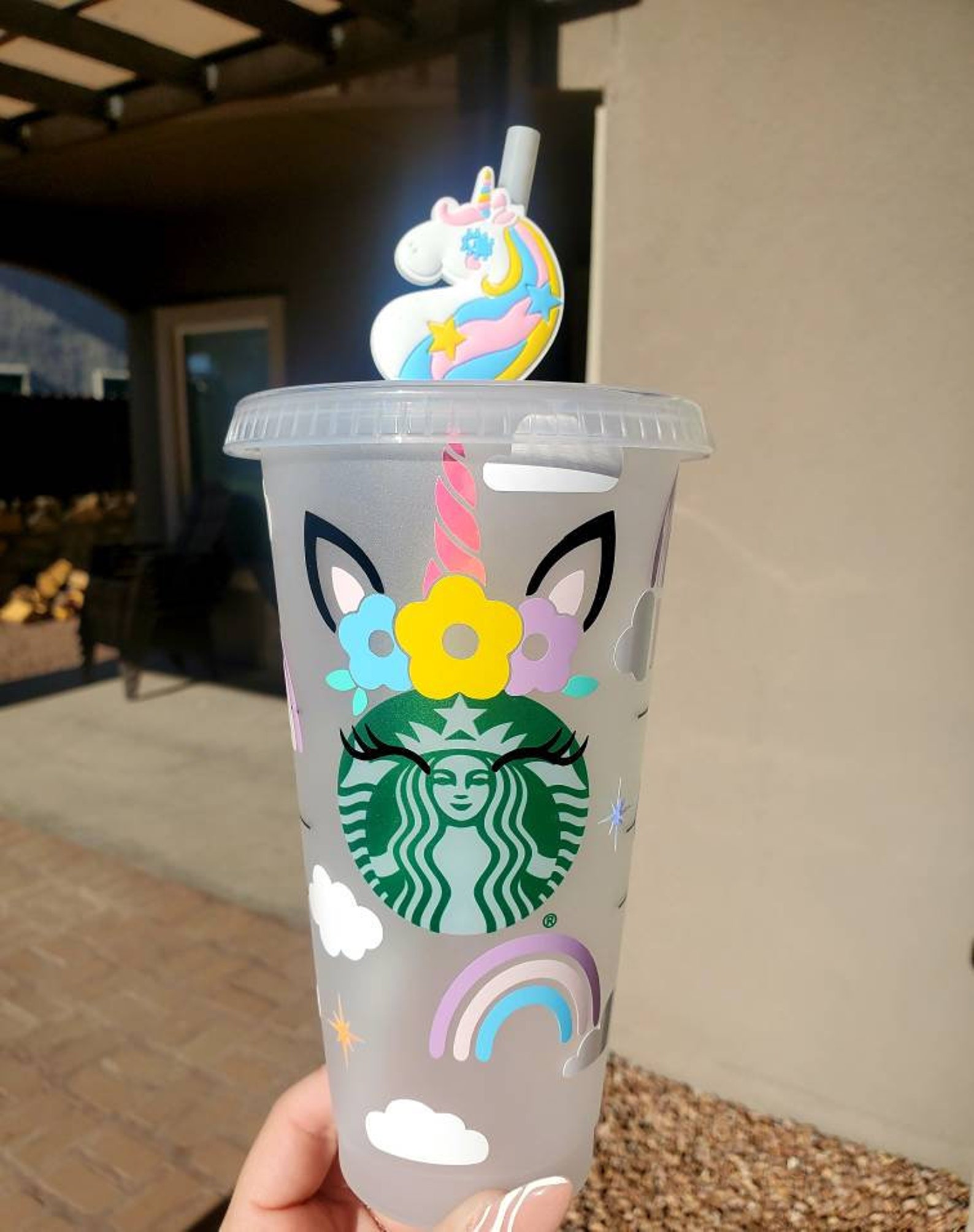 Unicorn Starbucks Cup Rainbow Cold Cup Unicorns and Rainbows Etsy