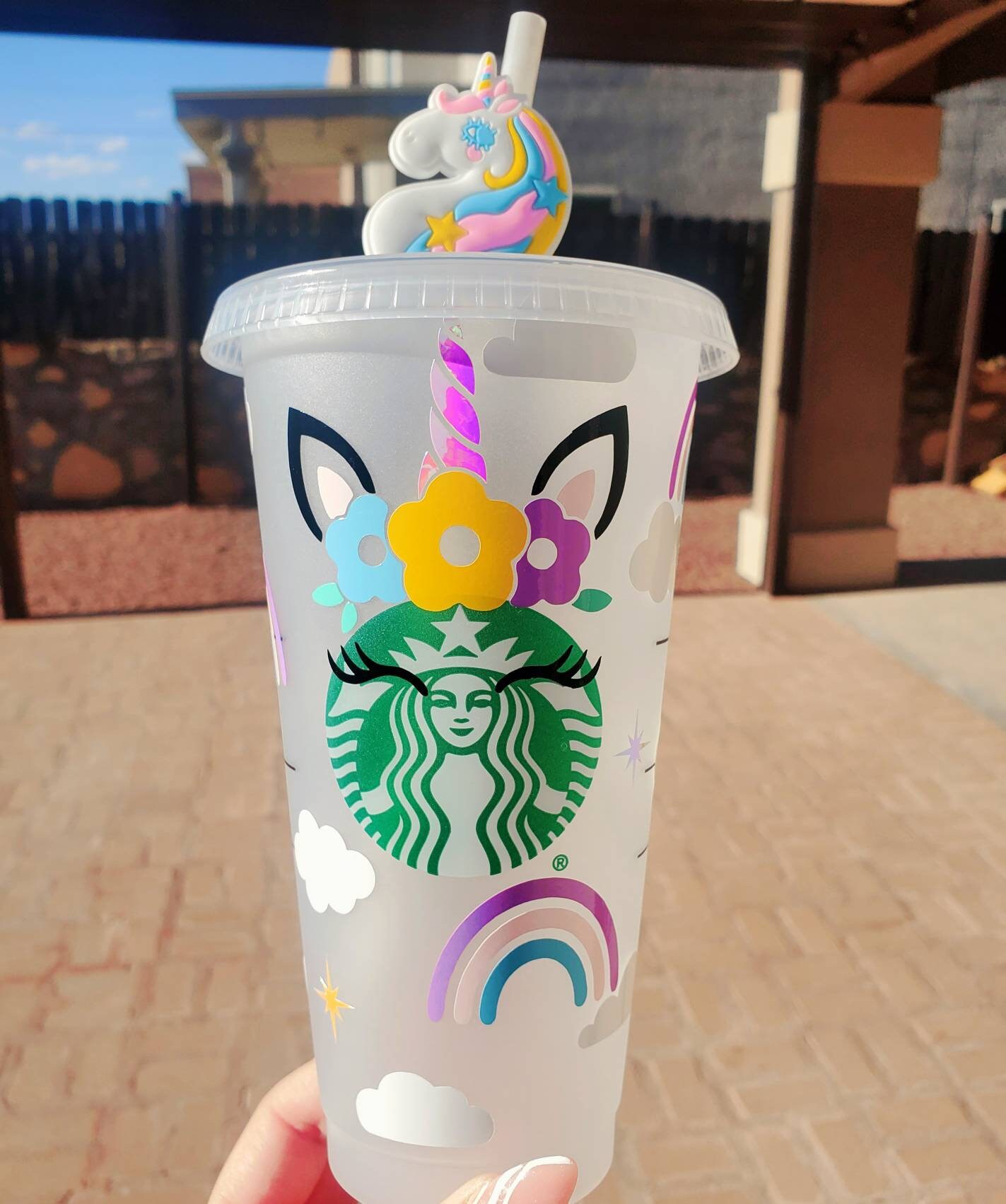 Unicorn Starbucks Cup Rainbow Cold Cup Unicorns and Rainbows Etsy