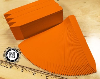 PREMIUM Orange Plastic Pot Stakes 5" X 5/8" Plant Tags Markers and Labels - Nursery Garden Tree Labels - Waterproof & Writeable *USA MADE*