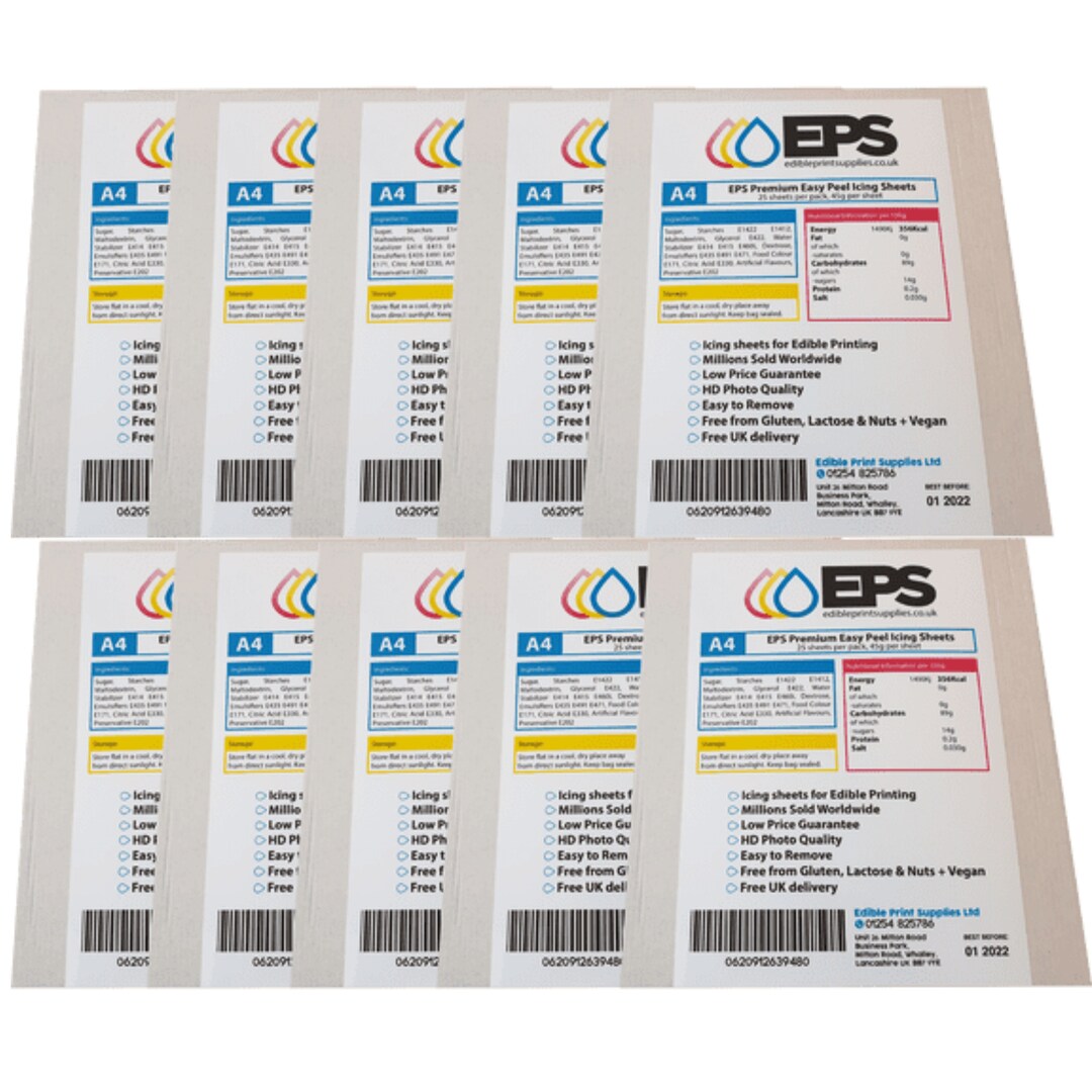 10 Packs Edible Print Supplies Premium Easy Peel Edible Icing Sheets A4