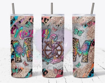 Anchors Navy Mom Vaso aislado de doble pared de 20 oz