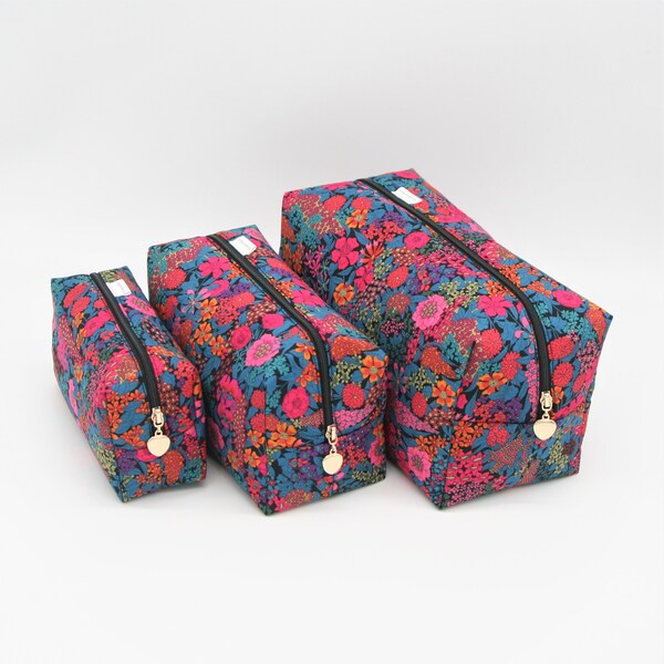 Liberty Print Box-Style Toiletry Washbag (optional personalisation, and choice of prints/sizes)