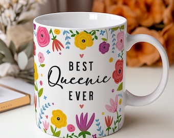 Queenie Mug, Floral Grandma Cup, Mother's Day Grandmother Gift