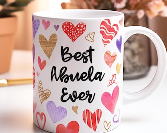 Best Abuela Ever Mug, Hearts Grandma Gift, Mother's Day