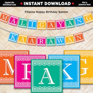 Filipino Birthday Banner, Filipino Party Decoration, Maligayang Kaarawan, PRINTABLES, Pinoy, Pinay, Filipino Fiesta, Tagalog, Lola, Lolo