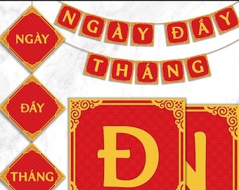 Ngày Đầy Tháng Banner, Vietnamesische Baby 100-Tage-Feier (Digitaler Download)