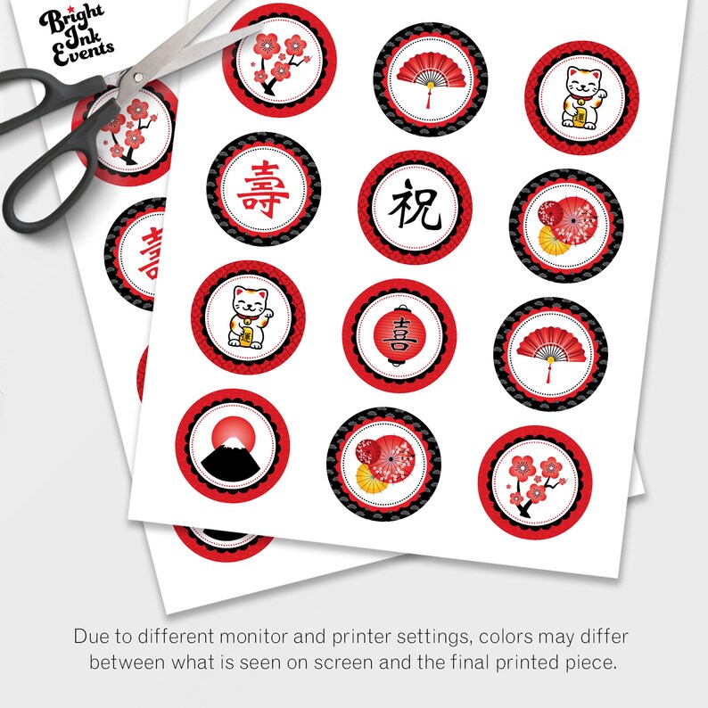 Japanese Cupcake Toppers Japanese Birthday Cherry Blossom Etsy