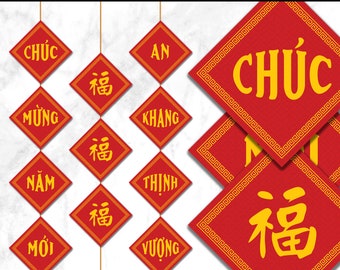 Vietnamese Lunar New Year Banner, Tết Sign, Chuc Mung Nam Moi (Digital Download)