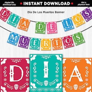 Dia de los Muertos, kleurrijke dag van de doden, suikerschedel, Spaanse feestdecoratie, INSTANT DOWNLOAD, Mexicaanse decoratie, fiesta, Halloween