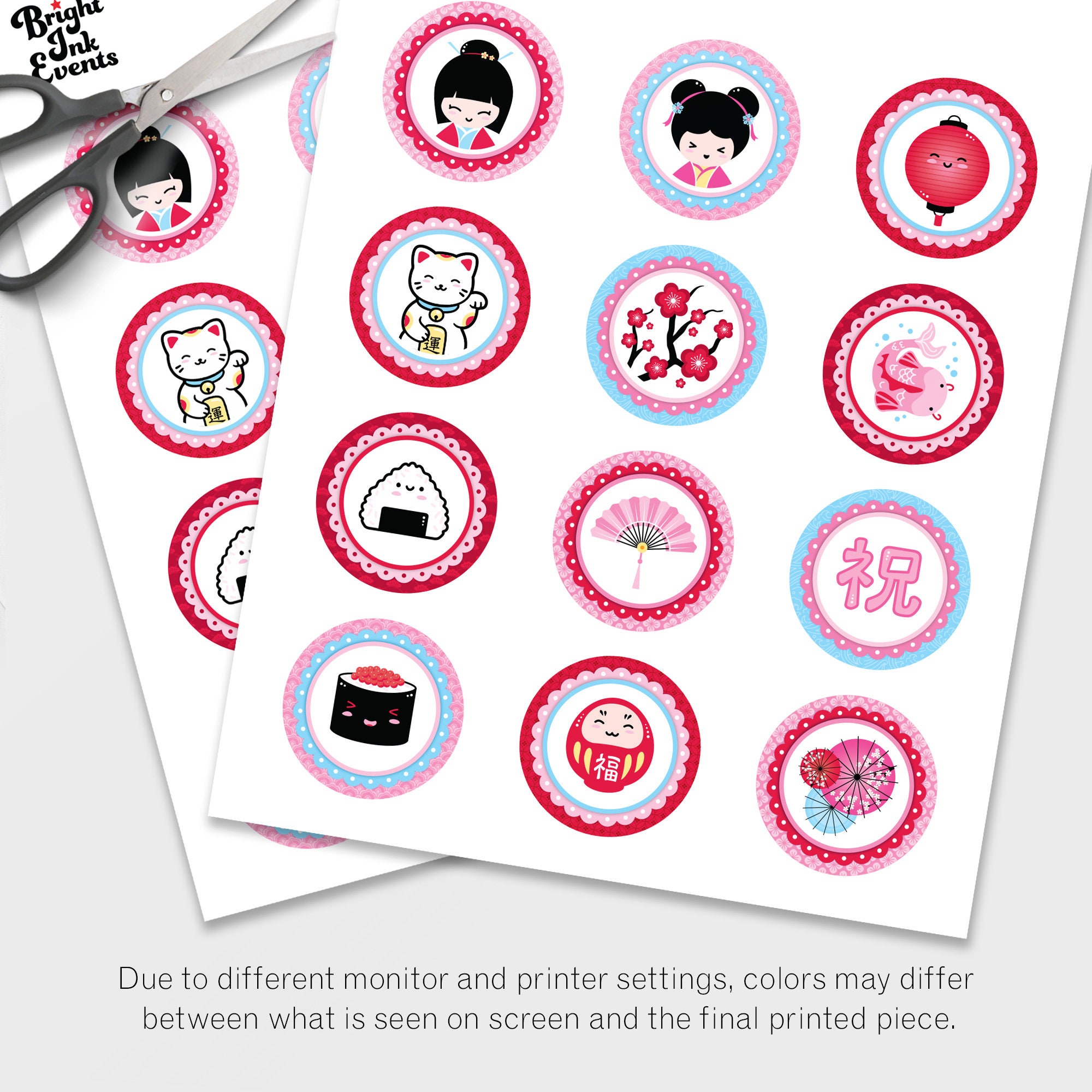 Japanese Sakura Hand Fan Silhouette Acrylic Cupcake Toppers – 12-Piece Set For Party Decor - View #5